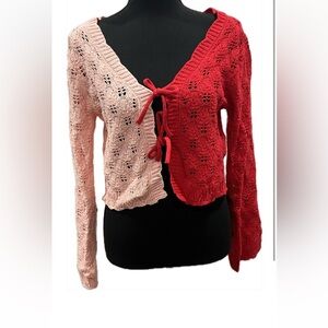 Two-Tone Red and Pink Women's cardigan